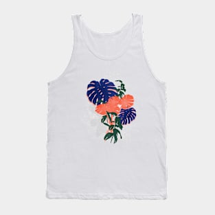 Berry Monstera Leaves Tank Top